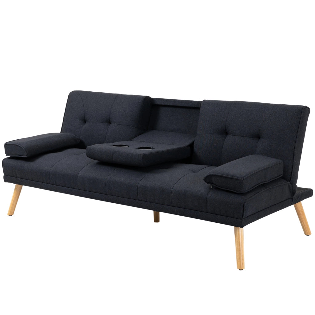 Divano letto ¨C zephmum ¨C 181x77x78 cm, nero, tessuto