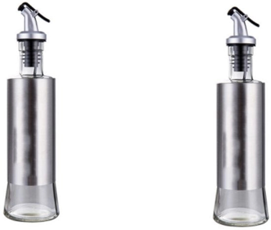 2 x Olio per acciaio inossidabile - Con flacone di olio - Flacone per erbe - Flaconcino di salsina di soia - Utensile essenziale per la cucina
