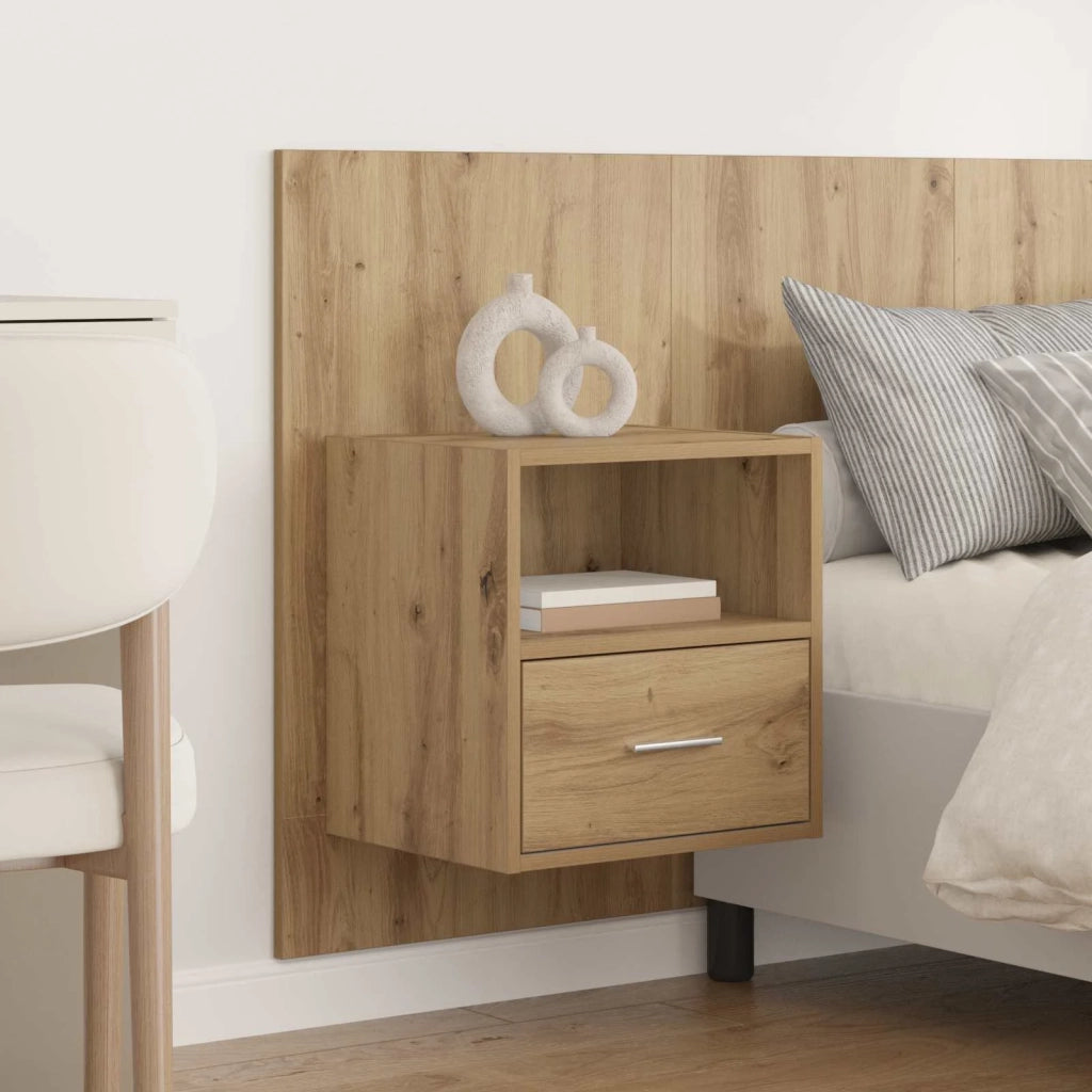 Testiera | Testata con Comodino 3 pcs Rovere artigianale Legno multistrato