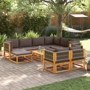 Set di divani da giardino 10 pezzi con cuscini in legno di acacia e corda 3278836