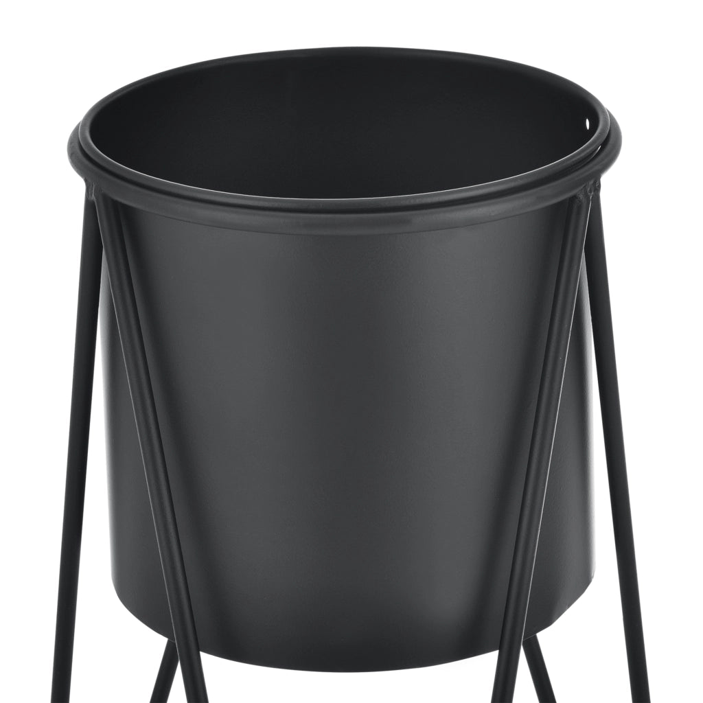 Set Hedera di 2 Supporti per Piante con Coprivaso in Metallo - Nero [en.casa]