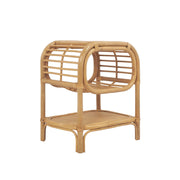 Comodino in rattan naturale curvato 1 ripiano 1 nicchia, marrone