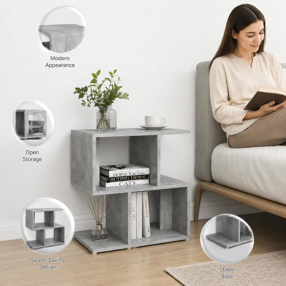 Bedside Table, Concrete Grey, 50x30x51.5 Cm, Wood-based Material
