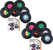 Set di 12 sottopiani, sottopiani per bicchieri, sottopiani, sottopiani per bicchieri, sottopiani a stile vinile retro, sottopiani antiscivolo isolati per tazza