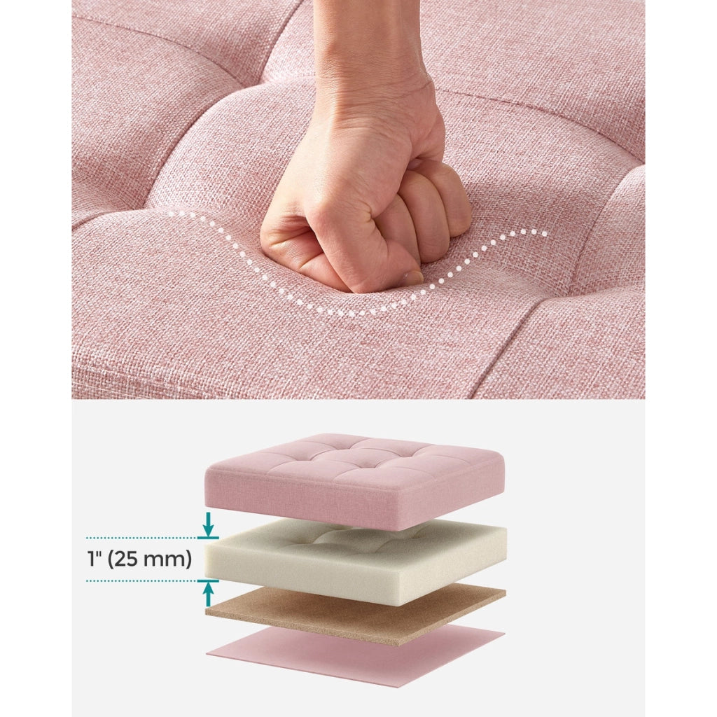 Panca contenitore pieghevole rosa in tessuto effetto lino