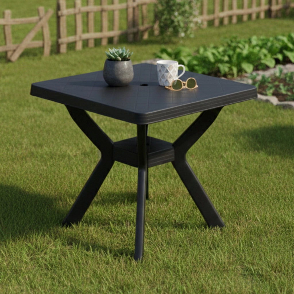 Normandy, Tavolo da Esterno 4 Posti Made in Italy, 79x79x72h cm Nero Antracite