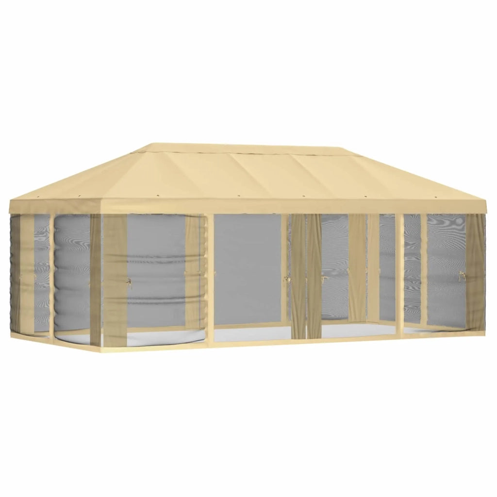 Copertura Gazebo con Pareti Laterali 6 x 3 m Crema Poliestere 900411