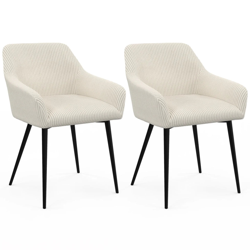 IDMarket - Set di 2 sedie e poltrone da pranzo JANY in velluto a coste beige