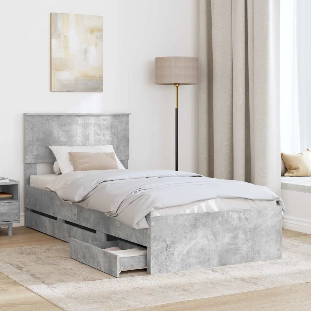 Struttura del letto con cassetto Grigio cemento 90 x 200 cm 3410745