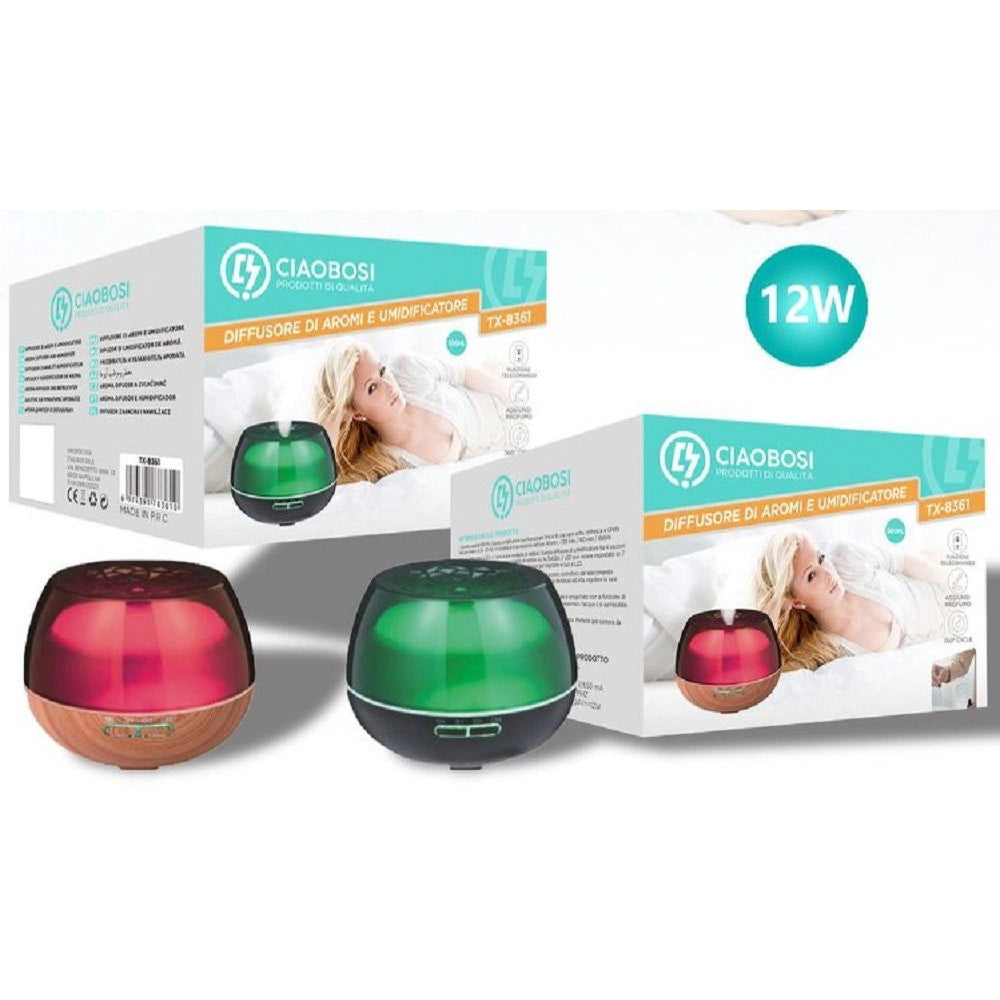 Trade Shop - Diffusore Aromi Umidificatore Ultrasuoni 500ml 12w Aromaterapia 7 Colori Tx-8361 -