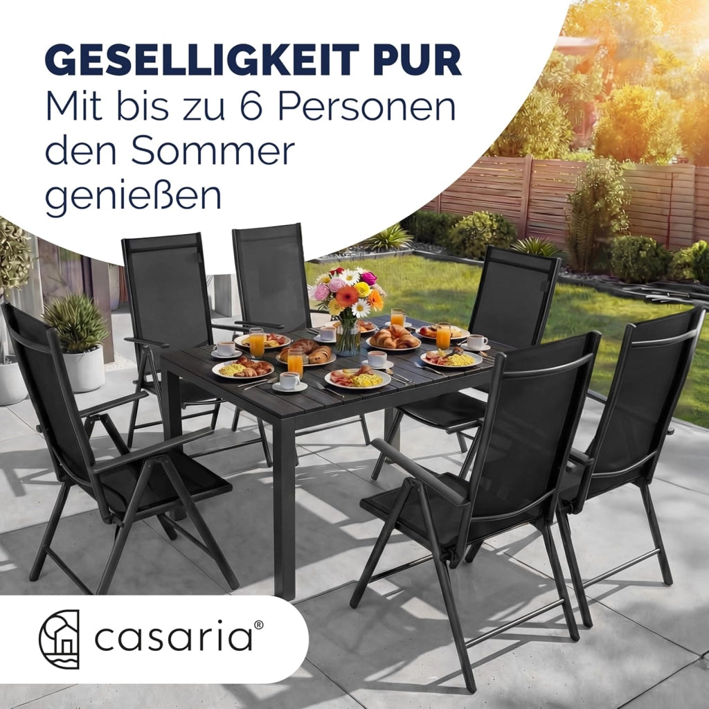 Tavolo e Sedie da Giardino Alluminio 6 +1 Tavolo WPC 140x80 cm Mobili Esterno Grigio