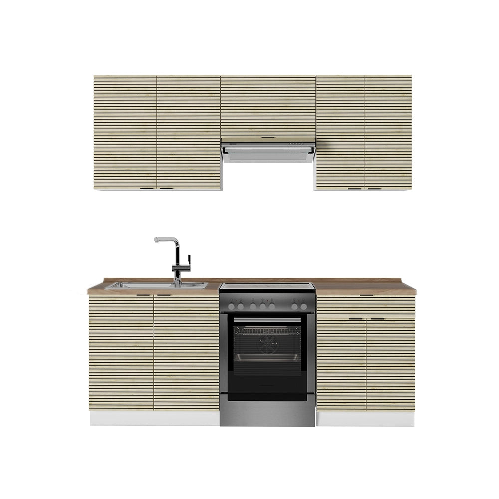 Cucina componibile Fame-Line Pannello in quercia/Bianco 200 cm, PL Rovere Vicco