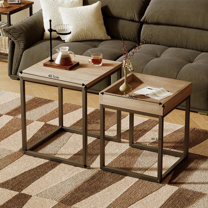 Set di tavolini da caffè 2 in 1 in stile loft industriale - Marrone chiaro