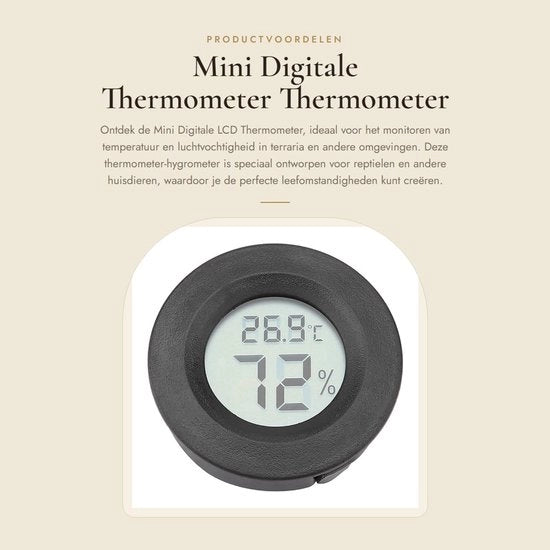 Termometro Digitale Miniaturo - Idrometro - Visualizzazione della Temperatura Rapida - Nero - Idrometro per Umidità - Adatto per Rettili - C...