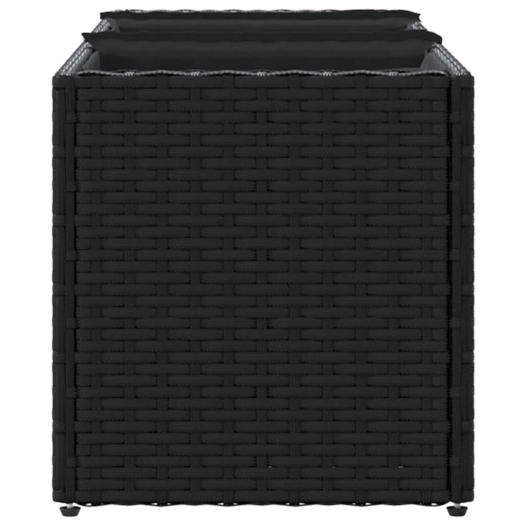 Fioriera da Giardino con 3 Vasi Nera 105x30x32 cm in Polyrattan 366416