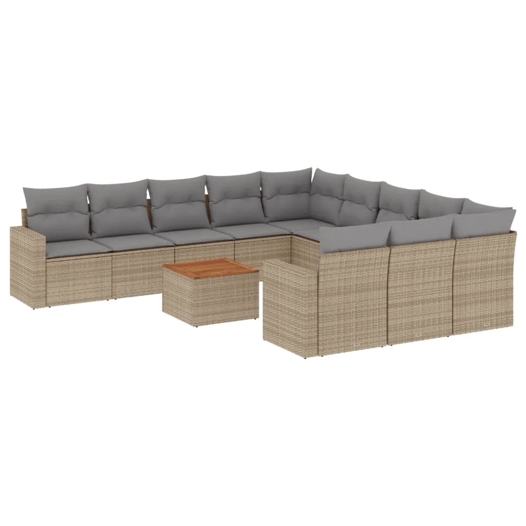 Set Divano da Giardino 12 pz con Cuscini Beige Misto Polyrattan 3256682