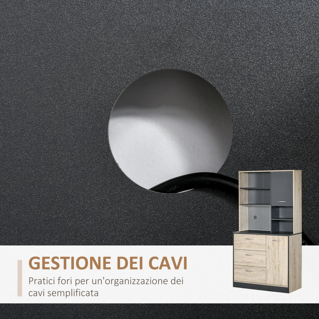 Credenza Cucina Moderna ¨C zephmum ¨C Grigio Rovere Chiaro Legno 90x39x169cm