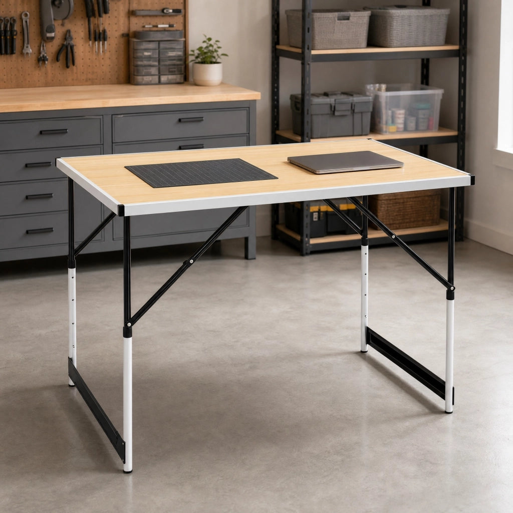 TAVOLO PIEGHEVOLE REGOLABILE 100x60 cm Alluminio e MDF Light Oak