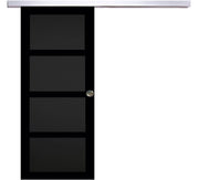 Porta scorrevole Telia nera 4 pannelli H204 x L73 + binario in alluminio e 2 gusci
