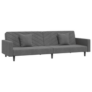 Divano letto | Sof¨¤ letto | Letto singolo a 2 Posti con 2 Cuscini Grigio Scuro in Velluto