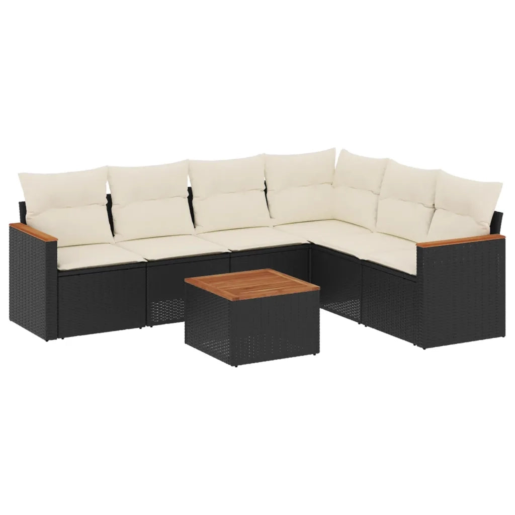 Set Divani da Giardino con Cuscini 7pz Nero Polyrattan 3226007