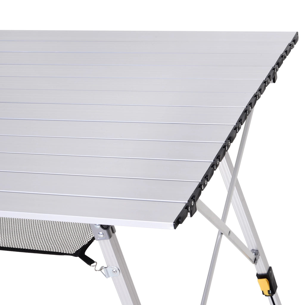 Tavolo da Picnic Pieghevole Regolabile ¨C Zephmum ¨C Alluminio Argento 120x69x59-78 cm