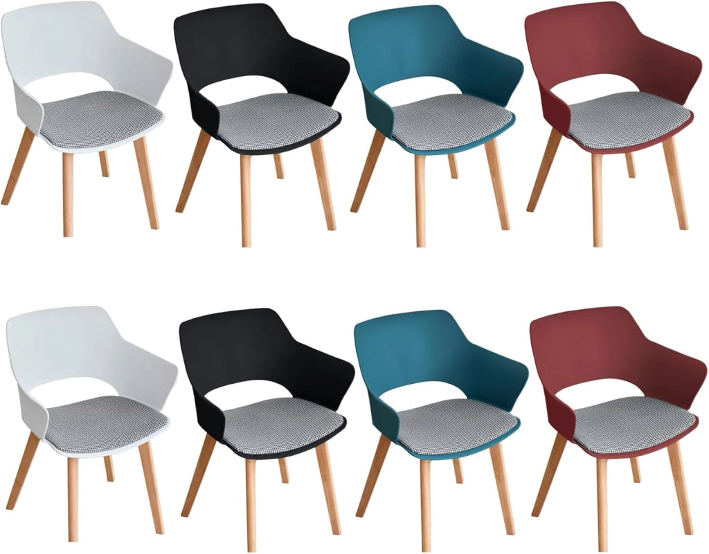 GrandCA HOME Set di 8 Sedie da Cucina Nordica Sedia da Pranzo con Gambe in Legno Massello, Sedie Imbottite per Camera da Letto, Soggiorno, Cucina,Miscela-2-N