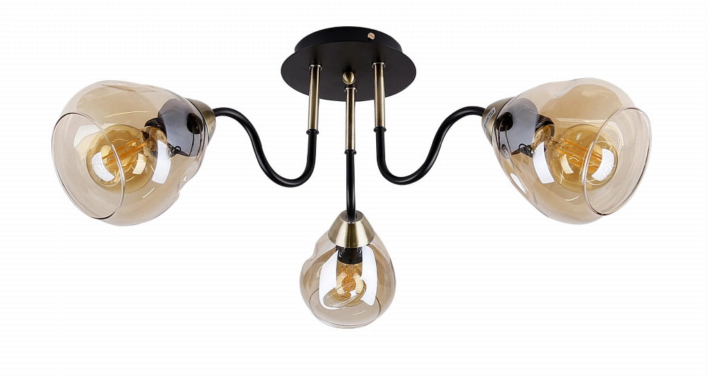 Candellux UNICA Plafoniera 3xE27 64cm Nero/Oro Metallo
