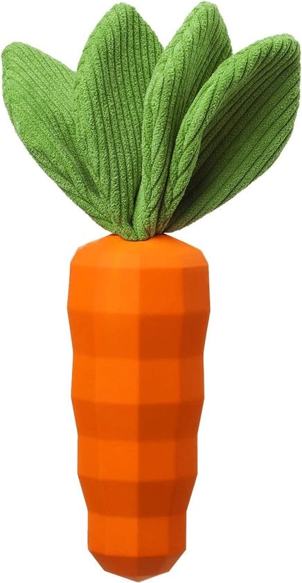 Giocattolo per Cuccioli in Gomma Naturale Dura - Con Suono e Pulizia Denti - Allevia Ansia - Sapore di Latte - Verde/Arancione