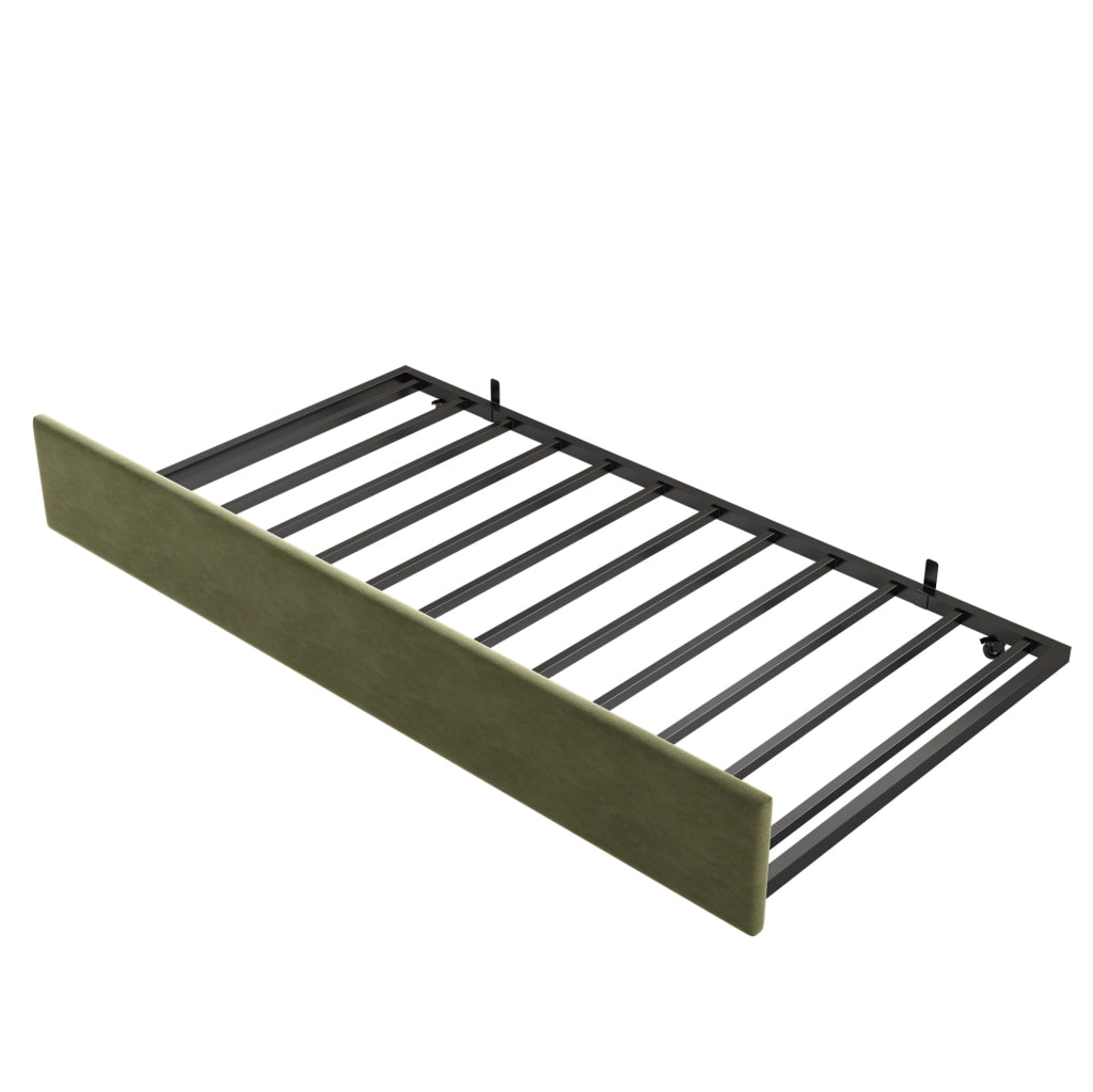 Letto estraibile 90x200 cm con secondo letto 90x190 cm; velluto verde