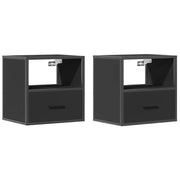 Set di 2 Comodini | Armadio da Notte | Mobiletto da notte a Muro Nero 40x31x39,5 cm