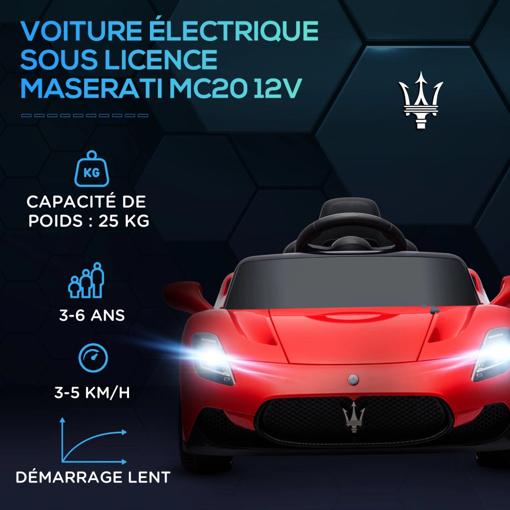 Auto elettrica Maserati MC20 12V per Bambini ¨C zephmum ¨C Rosso con Telecomando, LED e Musica