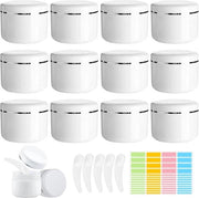 Contenitori di riempimento per creme 12 pezzi 50 ml - Contenitore trasportabile con cucchiaio e etichetta - Ideale per viaggi