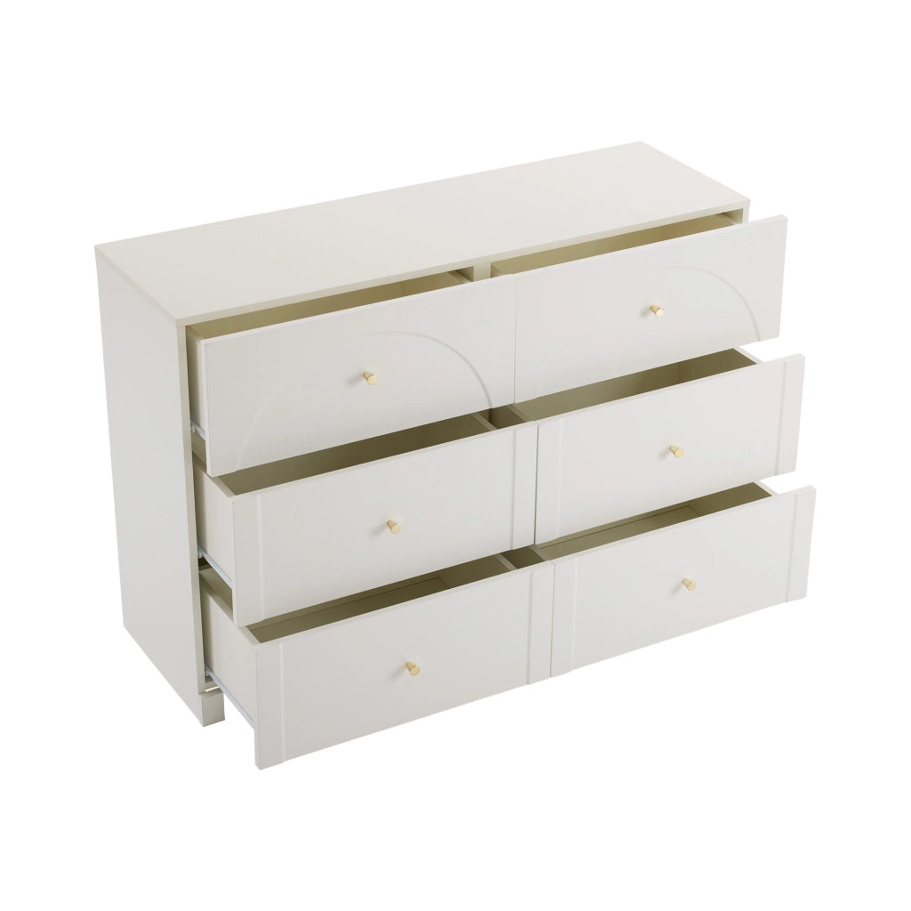 Cassettiera con 6 cassetti in legno truciolare, colore bianco crema, H82 x L120 x P40 cm
