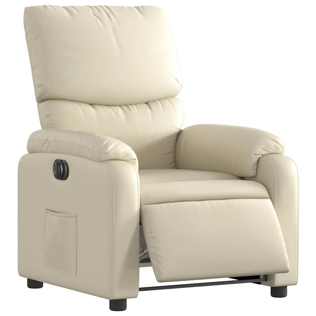 Divano Sedia-Poltrona Reclinabile Elettrica Crema in Similpelle 561019