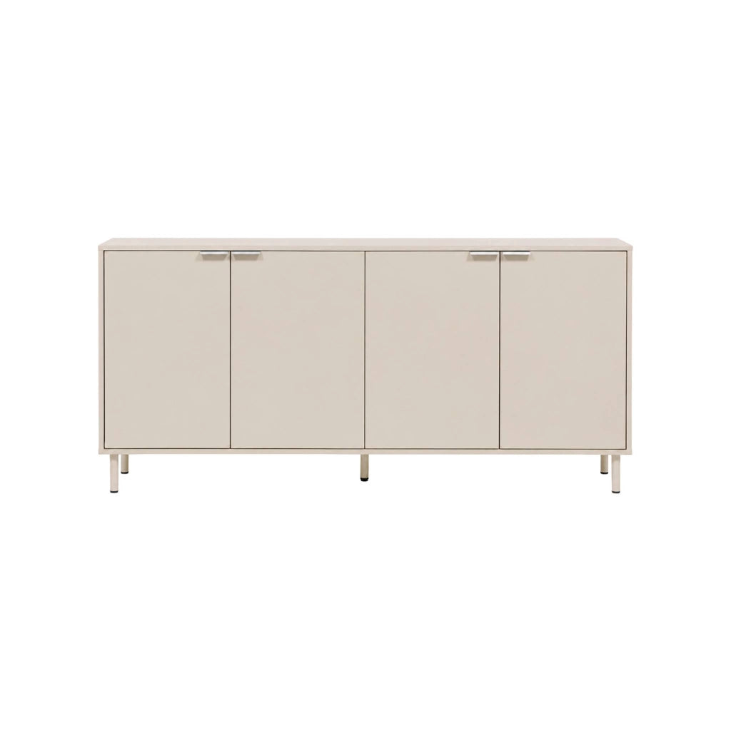 Credenza decorativa in legno e metallo 4 ante, 160cm, beige