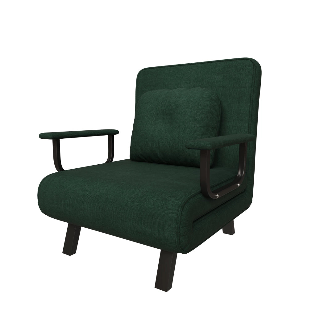 Poltrona letto reclinabile 185x60 cm a 5 posizioni in chenille verde
