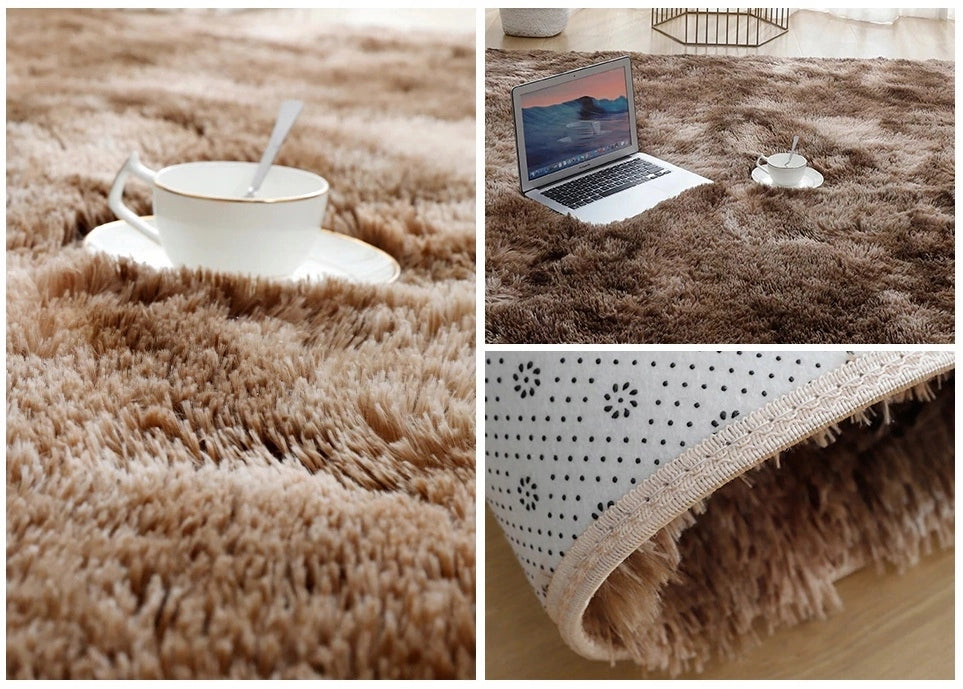 Tappeto shaggy marrone peloso 120x170 cm