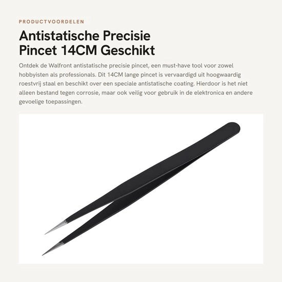 Pincetta antimagnetica - Lunga durata - Nero - Resistenza alla corrosione - Ideale per riparazioni PC - Utilizzo professionale