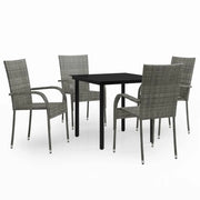 Set da pranzo da giardino per esterni da 5 pezzi mobili grigi e neri 02_0013797
