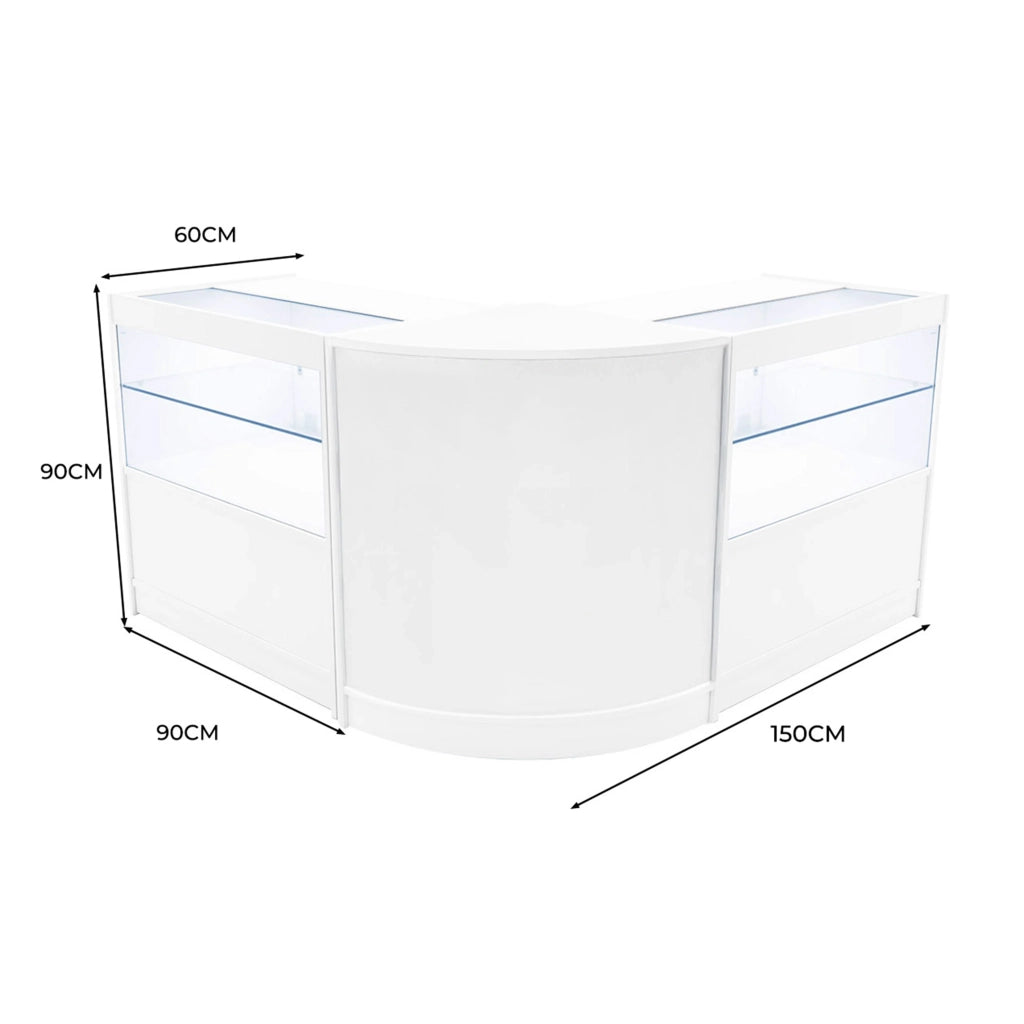 Set Banconi Bianco Selene LED C900 CM60 con Serratura e Vetrina Espositiva