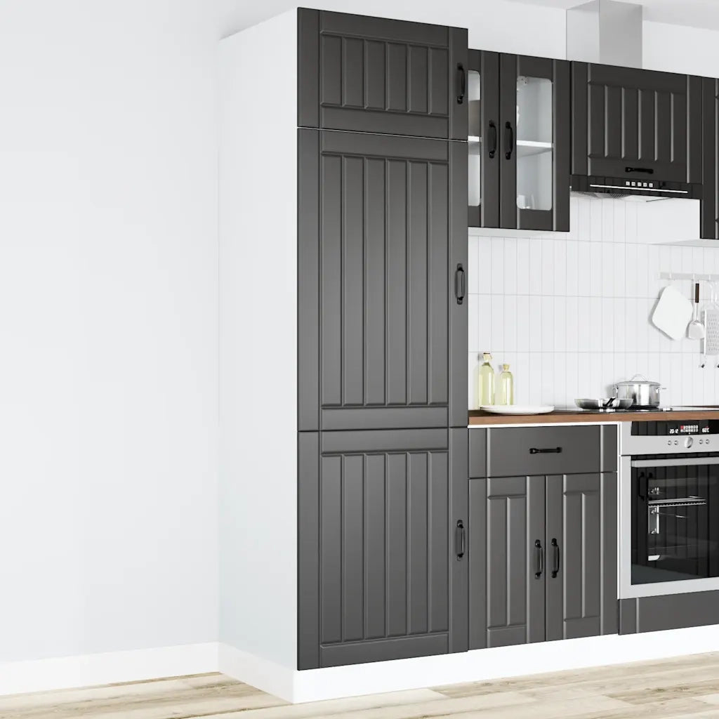 Armadio da Cucina-Credenza da Cucina Lucca Nero in Legno Multistrato