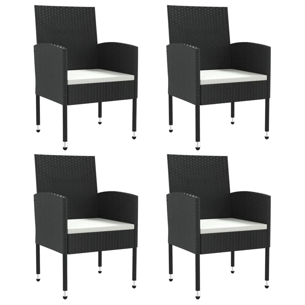Set da Pranzo da Giardino 5 pz Nero in Polyrattan e Acciaio 3203316