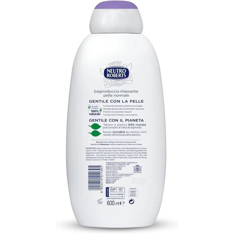 NEUTRO ROBERTS BAGNOSCHIUMA DERMAZERO 4 FLACONI DA 600 ML RILASSANTE LAVANDA