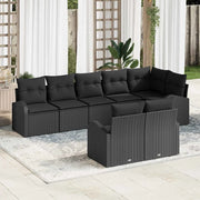 Set Divano da Giardino con cuscino 8 pcs Nero polyrattan