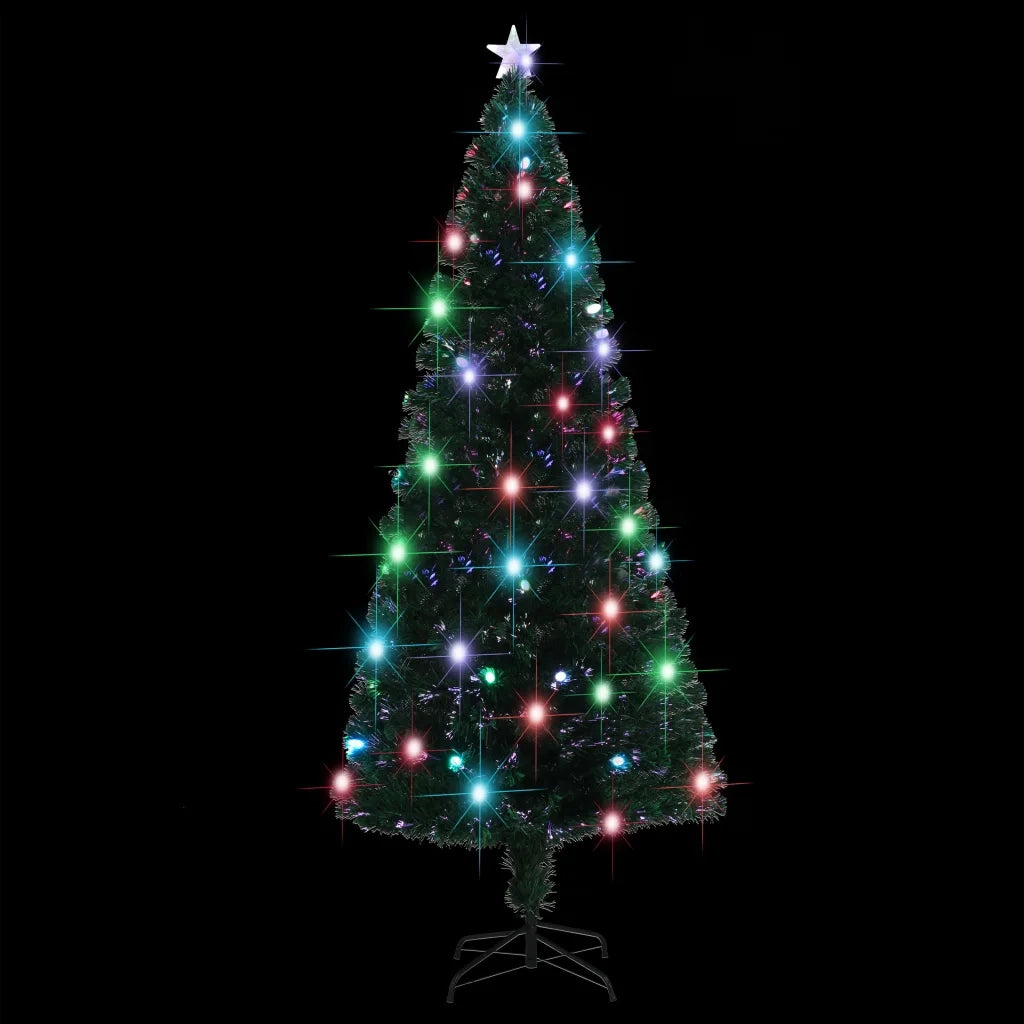 Albero di Natale Preilluminato con Supporto e LED 210 cm Fibra Ottica 284303