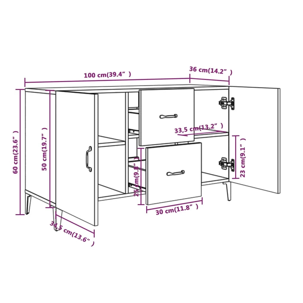 Credenza | Madia | Buffet da pranzo | Armadio da pranzo Grigio Sonoma 100x36x60 cm in Legno Multistrato