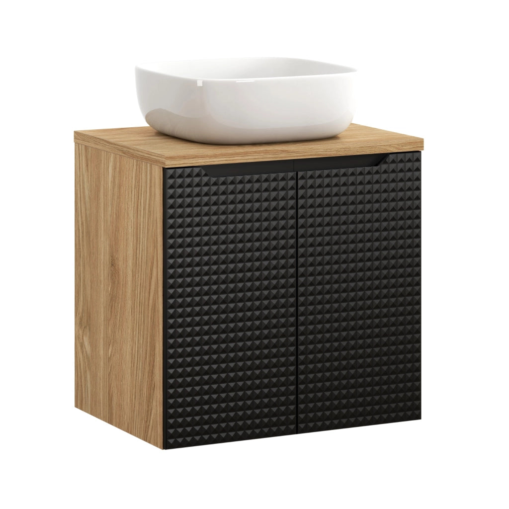 Set mobili bagno 60 cm con piano e lavabo da appoggio Smile Luxor Black 60 x 1401 x 46 cm