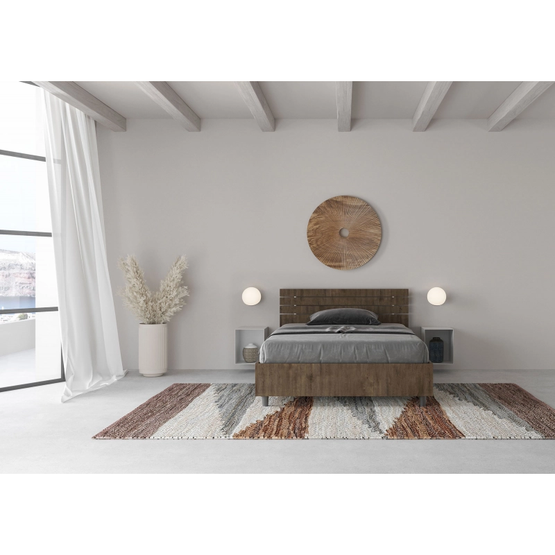 Letto 1 piazza e mezza 120x200 cm testata inclinata con doghe Ankel - Senza rete,Noce