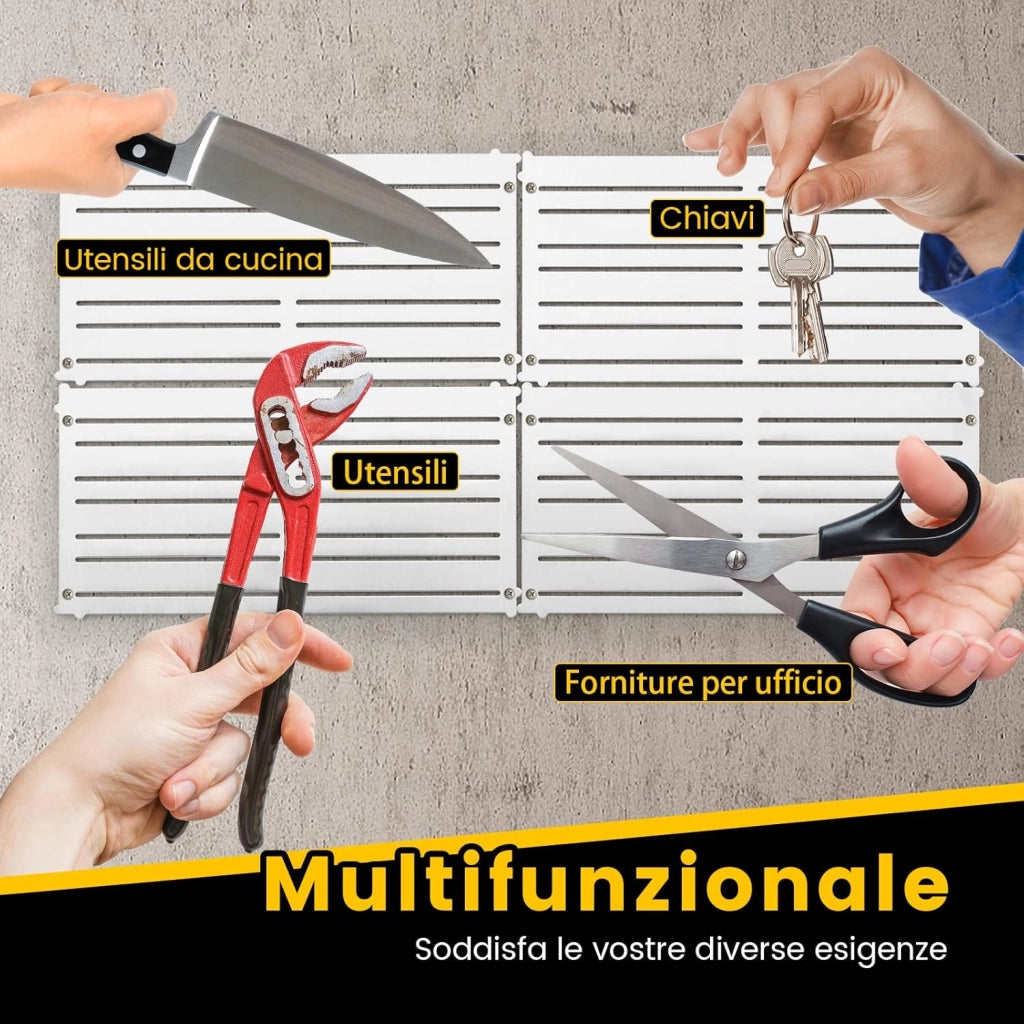 Portautensili Magnetici 4 pz, Organizzatori Magnetici per Utensili con 32 Strisce Magnetiche, Pannelli Magnetici Salvaspazio per Accessori per Banchi da Lavoro Garage e Negozio
